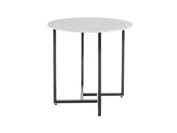 Stół okrągły ALTO II 80x80 biały marmur/czarny