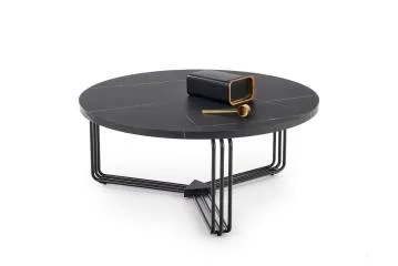 Stolik kawowy ANTICA 80x80 czarny marmur/czarny