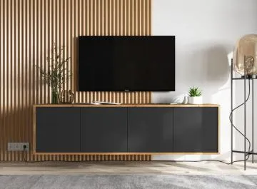 Szafka RTV NILA 4 150 dąb wotan/czarna mat