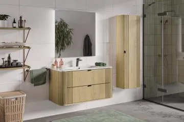 Szafka pod umywalkę OVALIA CREMONA 2S 100cm dąb cremona z umywalką wpuszczaną PURE