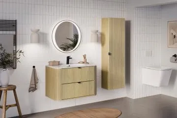 Szafka pod umywalkę OVALIA CREMONA 2S 80cm dąb cremona z umywalką wpuszczaną PURE
