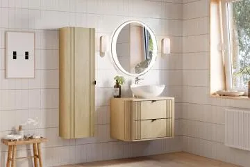 Szafka pod umywalkę OVALIA CREMONA 2S 80cm dąb cremona z umywalką nablatową CLOUD