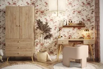 Szafa LEBEL z szufladami 3SZ 100cm dąb craft złoty