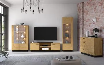 Szafka RTV BRONX 2D 170cm dąb/czarna