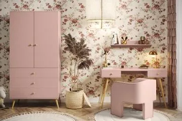 Szafa LEBEL z szufladami 3SZ 100cm różowa