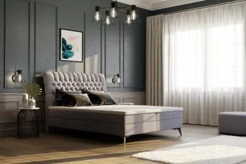 Łóżko kontynentalne BETAFO 160x200 jasno szare velvet z pojemnikiem