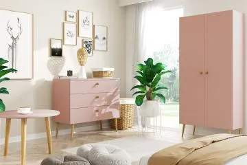 Szafa LEBEL z drążkiem 100cm różowa