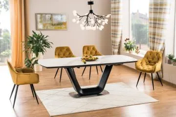 Stół ARMANI CERAMIC 160(220)x90 biały/czarny rozkładany