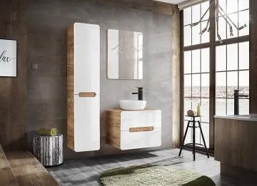 Szafka pod umywalkę ARUBA 828 60 cm biała/dąb