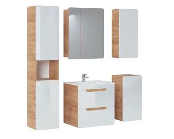 Szafka łazienkowa ARUBA 841 60 cm dąb z lustrem