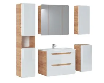 Szafka łazienkowa ARUBA 843 80 cm dąb z lustrem
