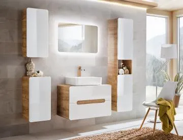 Szafka pod umywalkę ARUBA 829 80 cm biała/dąb