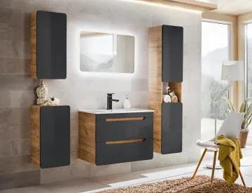 Szafka pod umywalkę ARUBA COSMOS 821 80 cm grafit/dąb
