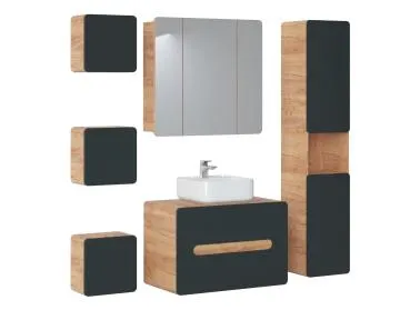 Szafka pod umywalkę ARUBA COSMOS 829 80 cm grafit/dąb