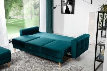 Sofa rozkładana z funkcją spania ASGARD VELVET zielona