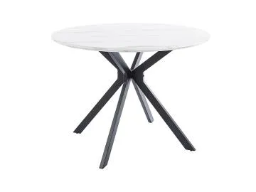 Stół okrągły ASTER 100x100 biały marmur/czarny