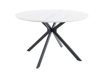 Stół okrągły ASTER 120x120 biały marmur/czarny