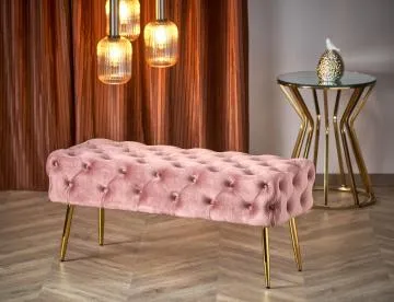 Ławka ATHENA VELVET różowa/złota