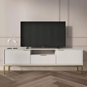 Szafka RTV AUSTIN 135 biała/złota