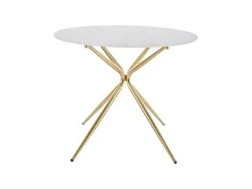 Stół okrągły AZALIA CERAMIC 90x90 biały marmur/złoty