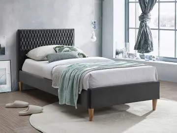 Łóżko tapicerowane AZURRO VELVET 90x200 szare