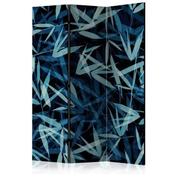 Parawan dwustronny Liście 135x172 cm 3-częściowy niebieski
