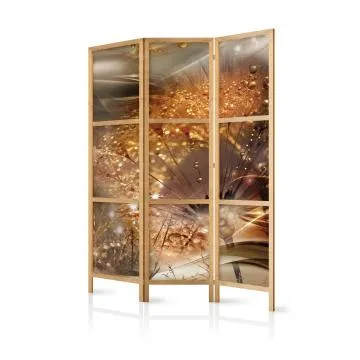 Parawan japoński Kwiaty 135x172 cm 3-częściowy brązowy