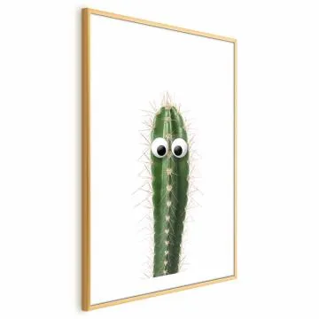 Plakat Żywy kaktus 21x30 cm z ramą złotą z marginesem