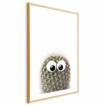 Plakat Kaktus z oczami 40x60 cm z ramą złotą z marginesem