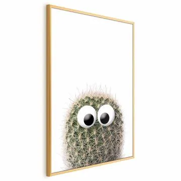 Plakat Kaktus z oczami 29,7x42 cm z ramą złotą bez marginesu