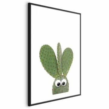 Plakat Uszaty kaktus 21x30 cm z ramą czarną z marginesem