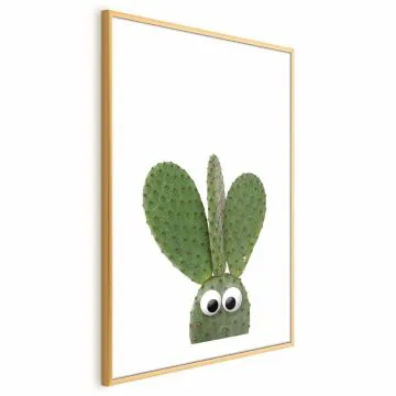 Plakat Uszaty kaktus 60x90 cm z ramą złotą z marginesem