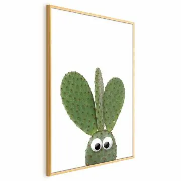 Plakat Uszaty kaktus 21x30 cm z ramą złotą bez marginesu