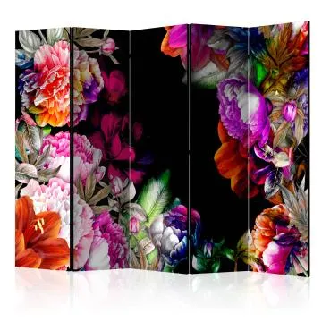 Parawan jednostronny Kwiaty 225x172 cm 5-częściowy wielokolorowy