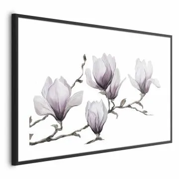 Plakat Malowane magnolie 30x21 cm z ramą czarną z marginesem
