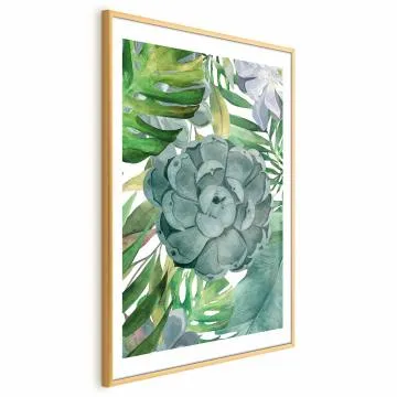 Plakat Tropikalna flora 21x30 cm z ramą złotą z marginesem