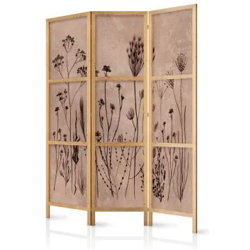 Parawan japoński Kwiaty 135x172 cm 3-częściowy beżowy