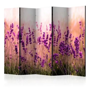 Parawan dwustronny Kwiaty 225x172 cm 5-częściowy różowy