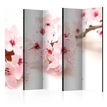 Parawan dwustronny Kwiaty 225x172 cm 5-częściowy beżowy