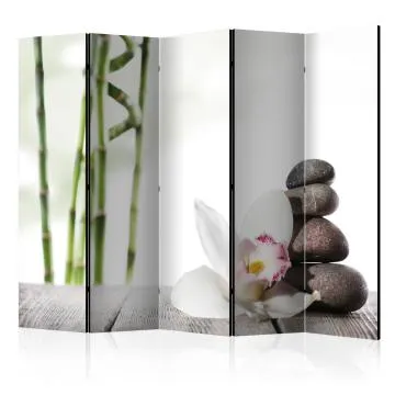 Parawan dwustronny Orient 225x172 cm 5-częściowy biały