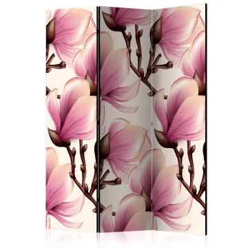 Parawan jednostronny Kwiaty 135x172 cm 3-częściowy beżowy