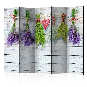 Parawan dwustronny Kwiaty 225x172 cm 5-częściowy wielokolorowy