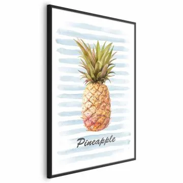 Plakat Ananas i paski 60x90cm z ramą czarną bez marginesu
