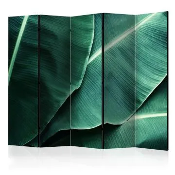 Parawan akustyczny Liście 225x172 cm 5-częściowy zielony