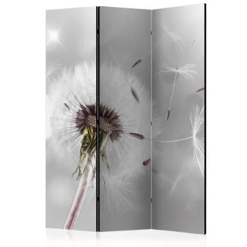 Parawan dwustronny Kwiaty 135x172 cm 3-częściowy szary