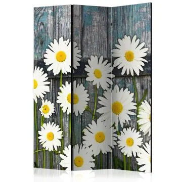 Parawan dwustronny Kwiaty 135x172 cm 3-częściowy biały