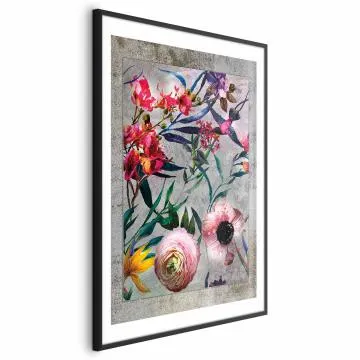 Plakat Rustykalne kwiaty 21x30 cm z ramą czarną z marginesem