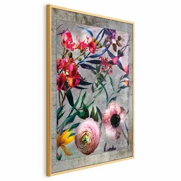 Plakat Rustykalne kwiaty 40x60 cm z ramą złotą bez marginesu
