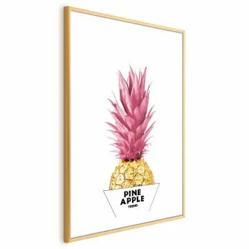 Plakat złotą ananas 29,7x42 cm z ramą złotą z marginesem