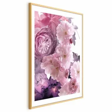 Plakat Wachlarz kwiatów 40x60 cm z ramą złotą z marginesem